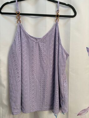 SHEIN Lavender Eyelet Cami with Ring-Detail Straps 2X